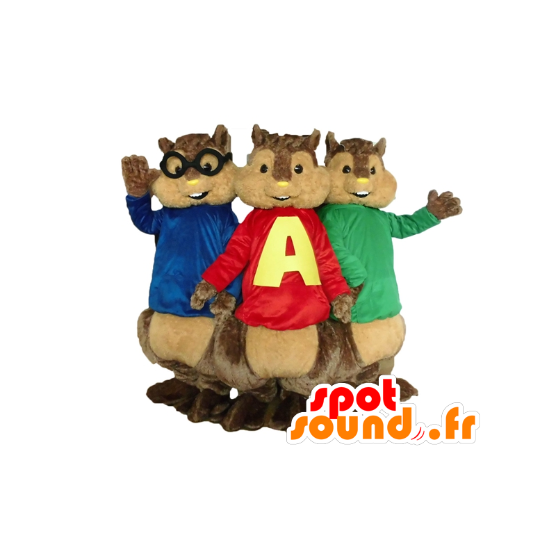 3 maskotteja oravia, Alvin ja pikkuoravat - MASFR24513 - julkkikset Maskotteja