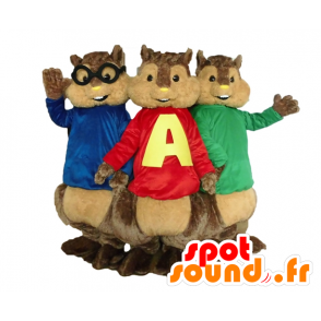 3 mascottes eekhoorns, Alvin en de Chipmunks - MASFR24513 - Celebrities Mascottes