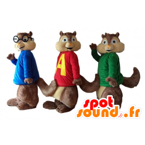 3 mascottes d'écureuils, d'Alvin et les Chipmunks - MASFR24514 - Mascottes Personnages célèbres