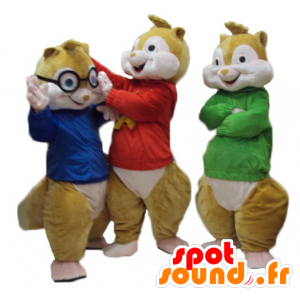 3 mascottes eekhoorns, Alvin en de Chipmunks - MASFR24515 - Celebrities Mascottes