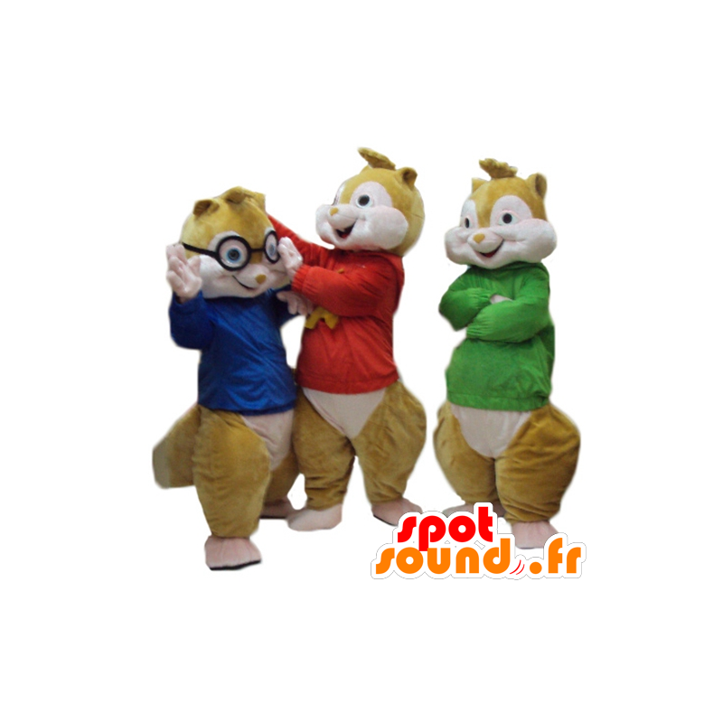 3 mascottes d'écureuils, d'Alvin et les Chipmunks - MASFR24515 - Mascottes Personnages célèbres