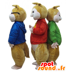 3 mascottes eekhoorns, Alvin en de Chipmunks - MASFR24515 - Celebrities Mascottes