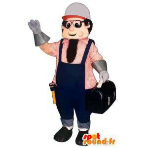 Mascote Handyman em macacões azuis - todos os tamanhos - MASFR006704 - Mascotes homem