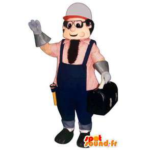 Mascote Handyman em macacões azuis - todos os tamanhos - MASFR006704 - Mascotes homem