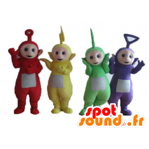 4 Teletubbies maskotar, färgglada TV-seriefigurer - Spotsound