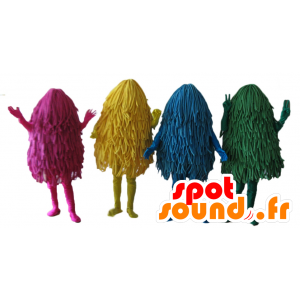 4 mascots colored mops, mops - MASFR24519 - Mascots of objects