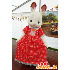 Mascot Sylvanian perhe, White Rabbit punainen mekko - MASFR25004 - Mascottes Yuru-Chara Japonaises