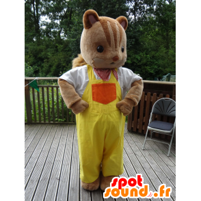 Mascot Sylvanian Familie in gelben Overalls Eichhörnchen - MASFR25006 - Yuru-Chara japanischen Maskottchen