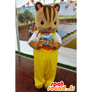 Mascot Sylvanian Familie in gelben Overalls Eichhörnchen - MASFR25006 - Yuru-Chara japanischen Maskottchen