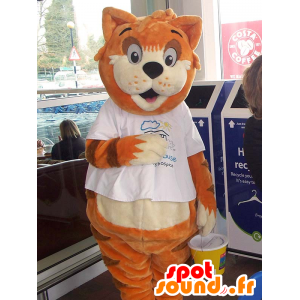Brown and white fox mascot, smiling - MASFR25007 - Pantyhose