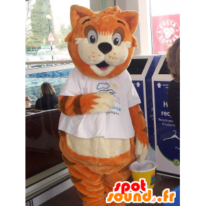 Hnědé a bílé fox maskot, s úsměvem - MASFR25007 - snižování zásob