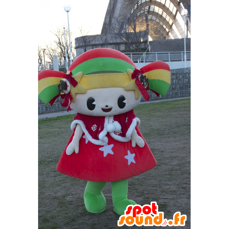 マスコットキララちゃん、カラフルな女の子、笑顔の人形-MASFR25008-日本のゆるキャラのマスコット