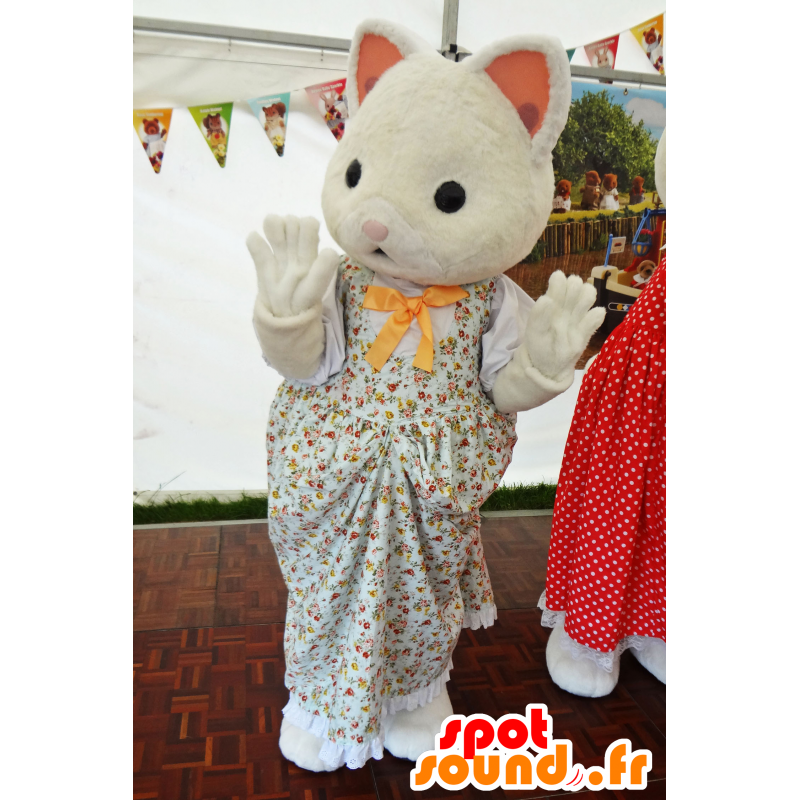 Maskot Sylvanian rodiny, bílý kocour šaty - MASFR25010 - Yuru-Chara japonské Maskoti Maskot Sylvanian rodiny, bílý kocour šaty - MASFR25010 - Yuru-Chara japonské Maskoti