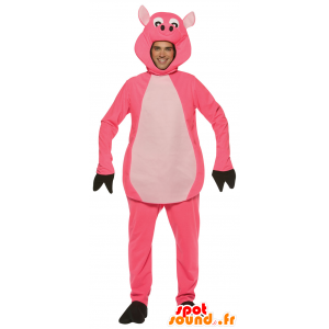 Roze en wit varken mascotte - MASFR25013 - voorraadvermindering