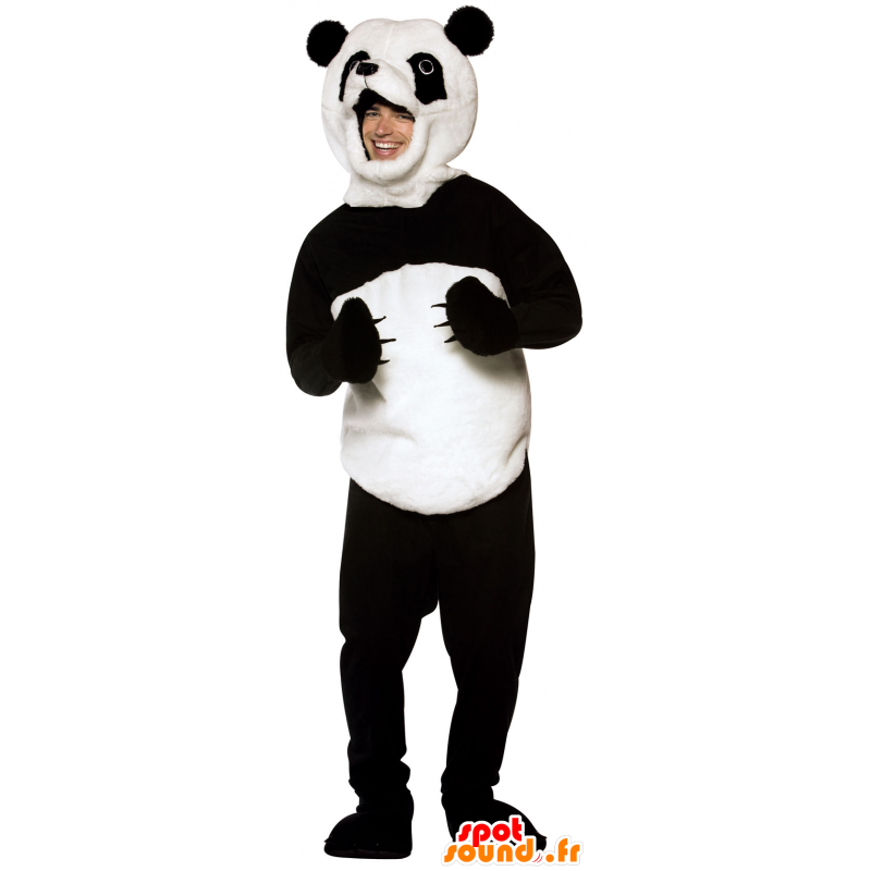 Mascot panda preto e branco, macio e peludo - MASFR25014 - desestocagem