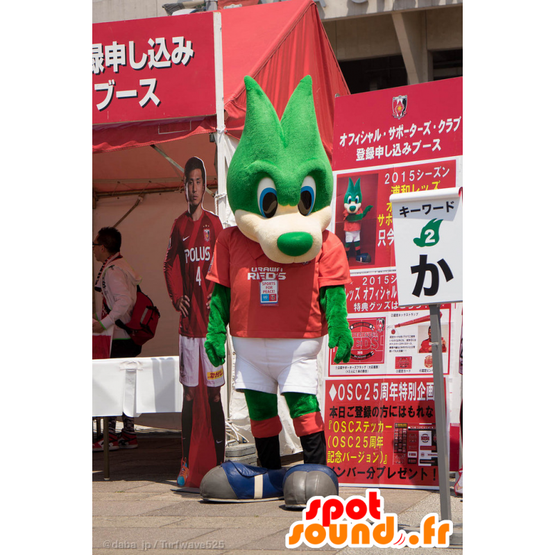 Urawa Reds mascot, green, blue-eyed wolf - MASFR25015 - Yuru-Chara Japanese mascots