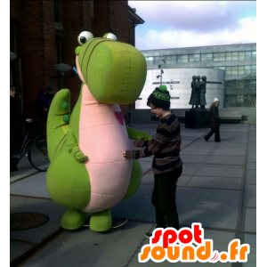 Steven maskot, grønn og rosa dinosaur, gigantiske og søt - MASFR25017 - Yuru-Chara japanske Mascots