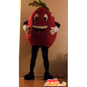 Mascot kæmpe jordbær, rød og hvid, prikker - Spotsound maskot