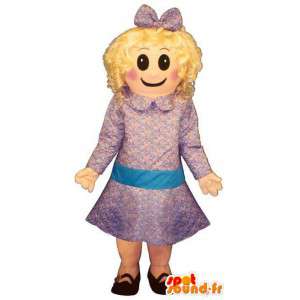 Mascot blond girl in violet dress - MASFR006708 - Mascots boys and girls