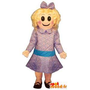 Menina loira Mascot no vestido roxo - MASFR006708 - Mascotes Boys and Girls
