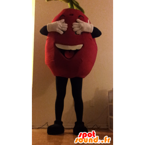 Mascot giant strawberry, red and white polka dots - MASFR25019 - Yuru-Chara Japanese mascots