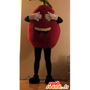 Mascotte fragola gigante, pois rossi e bianchi - MASFR25019 - Yuru-Chara mascotte giapponese