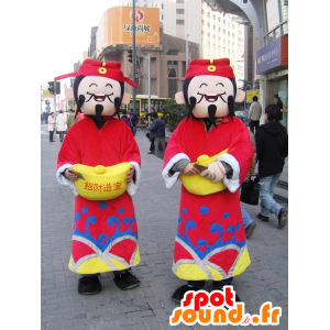 2 japanska maskotar från Shanghai i traditionell klädsel -