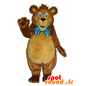 Brown orsacchiotto mascotte, morbido, con una cravatta a farfalla - MASFR25021 - Collant