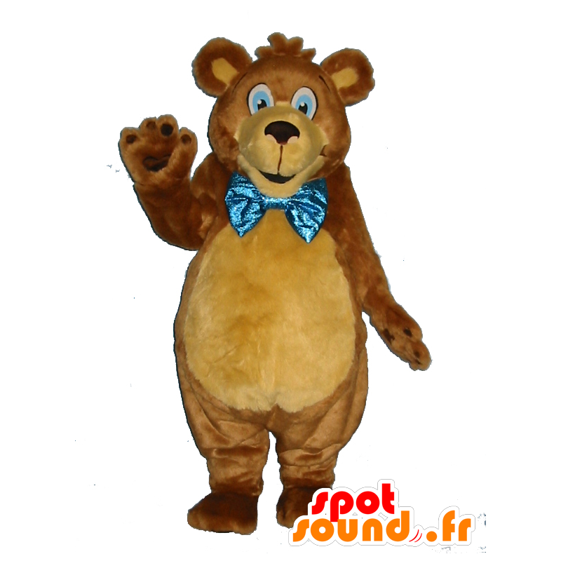 Brown orsacchiotto mascotte, morbido, con una cravatta a farfalla - MASFR25021 - Collant