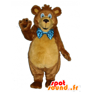 Brown orsacchiotto mascotte, morbido, con una cravatta a farfalla - MASFR25021 - Collant