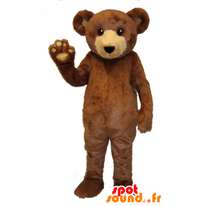 Mascotte Orso marrone e beige, morbido e peloso - MASFR25022 - Collant