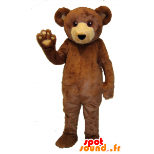 Brun och beige björnmaskot, mjuk och hårig - Spotsound maskot