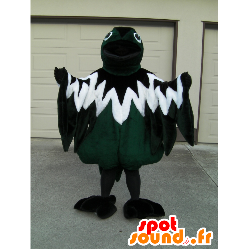 Mascote pica pau, pássaro tricolor, verde, branco e preto - MASFR25024 - Yuru-Chara Mascotes japoneses