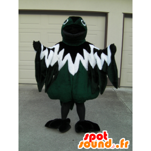 Hackspettmaskot, tricolor fågel, grön, vit och svart -