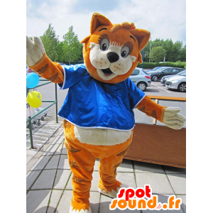 Mascot tabby räv, orange, brun och vit - Spotsound maskot