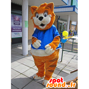 Mascot tabby ræv, orange, brun og hvid - Spotsound maskot