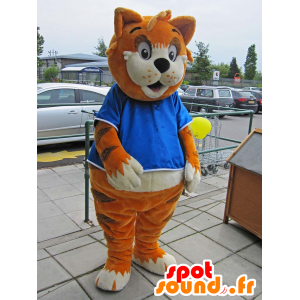 Mascot tabby ræv, orange, brun og hvid - Spotsound maskot