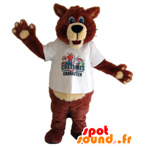 Mascot brunt og beige bjørn, rev blå øyne - MASFR25033 - lagernedbygging