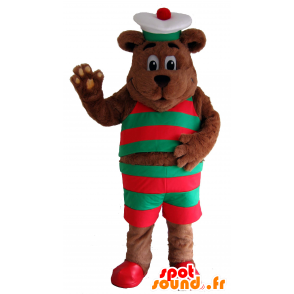 Mascot brown bears, red and green holding sailor - MASFR25037 - Yuru-Chara Japanese mascots