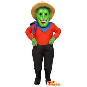 Grøn mand maskot klædt ud som en cowboy - Spotsound maskot