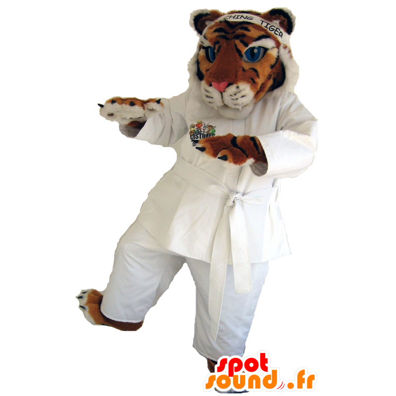 Mascotte de tigre tricolore, en kimono blanc - MASFR25040 - Mascottes Yuru-Chara Japonaises