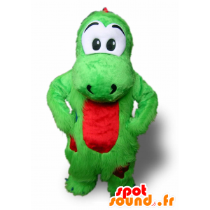 La mascota dinosaurio rojo y verde con ojos grandes - MASFR25041 - Yuru-Chara mascotas japonesas