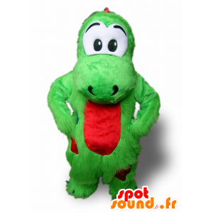 Mascotte dinosauro rosso e verde con grandi occhi - MASFR25041 - Yuru-Chara mascotte giapponese