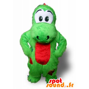 Mascotte de dinosaure vert et rouge, avec de grands yeux - MASFR25041 - Mascottes Yuru-Chara Japonaises