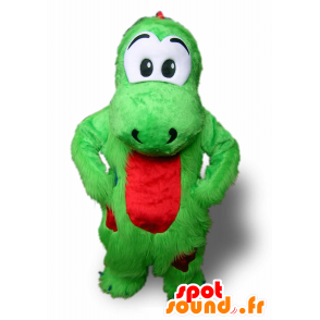 Grøn og rød dinosaur maskot med store øjne - Spotsound maskot