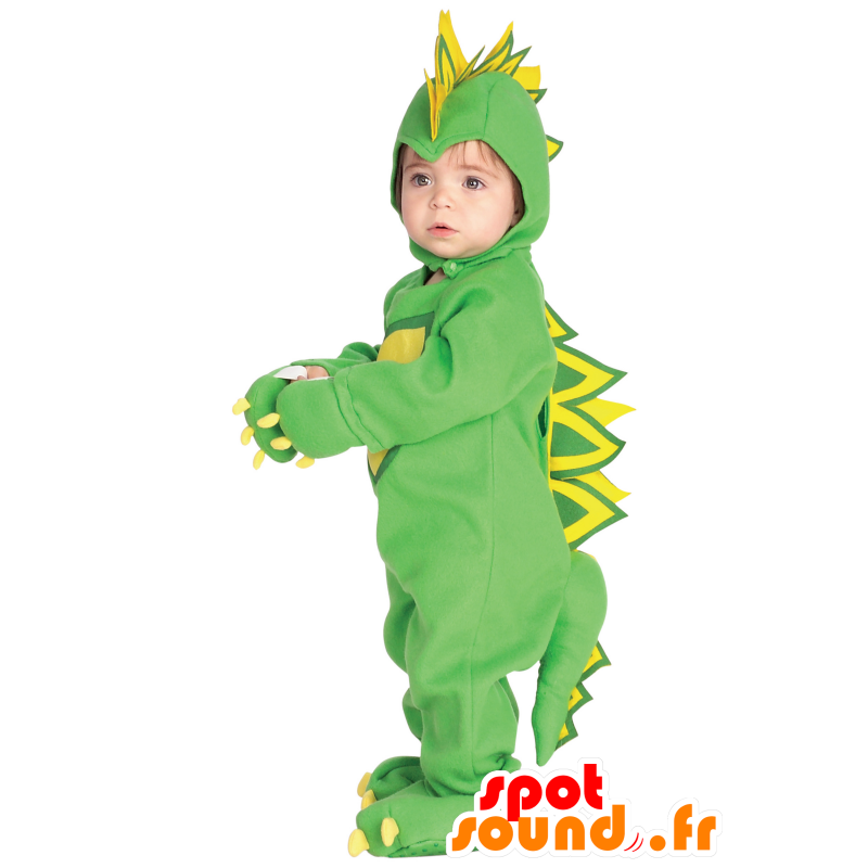 Maskottchen grüne und gelbe Dinosaurier, voll verkleidet - MASFR25043 - Maskottchen Kinder