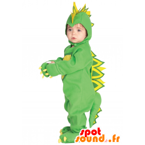 Grøn og gul dinosaur maskot, fuld forklædning - Spotsound