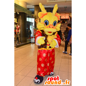 Dragon maskot Chooyutshing, rødt, oransje og gult - MASFR25046 - Yuru-Chara japanske Mascots