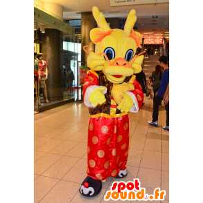 Dragon mascotte Chooyutshing, rood, oranje en geel - MASFR25046 - Yuru-Chara Japanse Mascottes