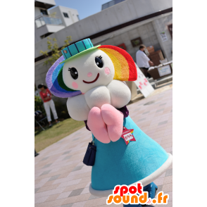 Sorara maskot, pige, regnbue, med en sky - Spotsound maskot